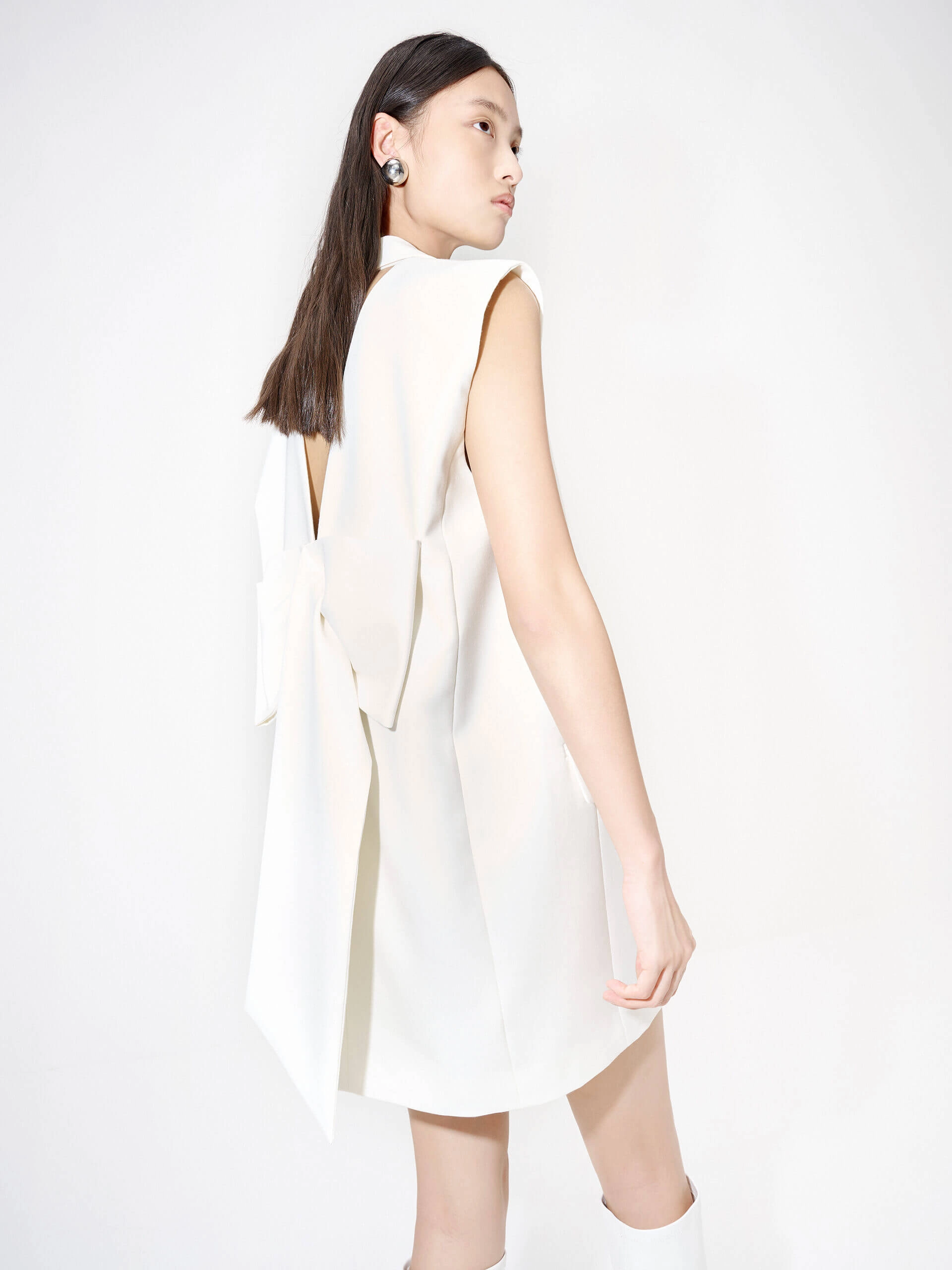 Wool Blend Bowknot Detail Waistcoat