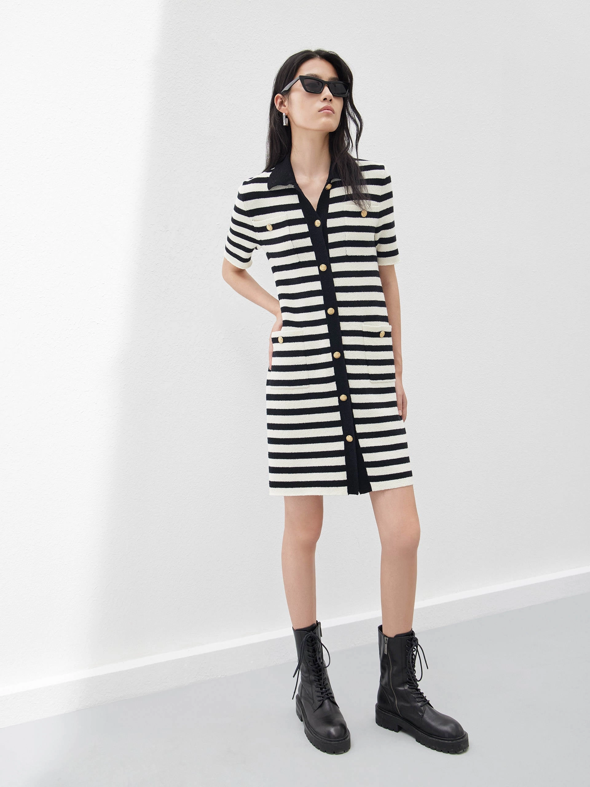 Wool Blend Striped Dress