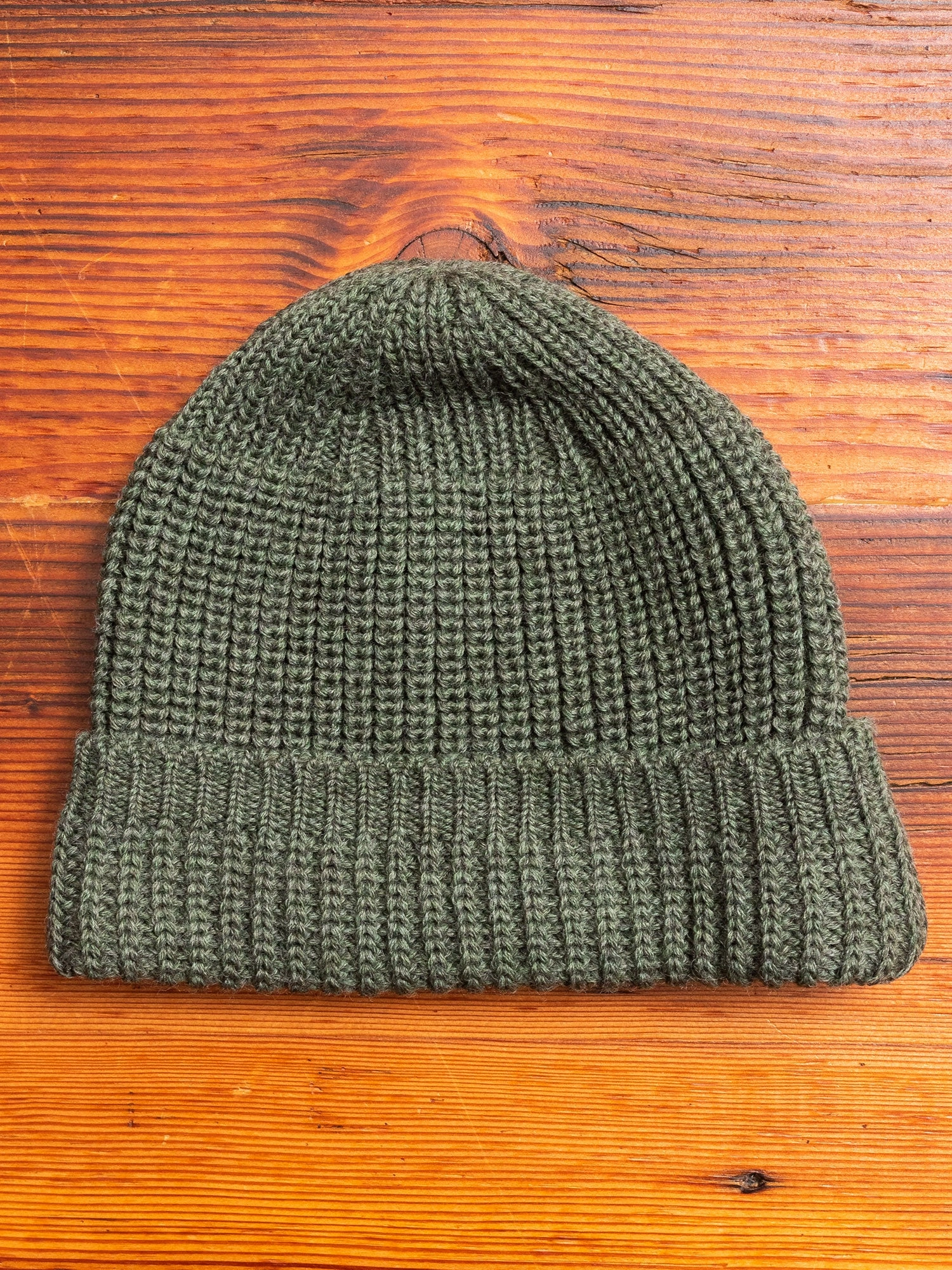 Wool Knit Watch Cap in Olive