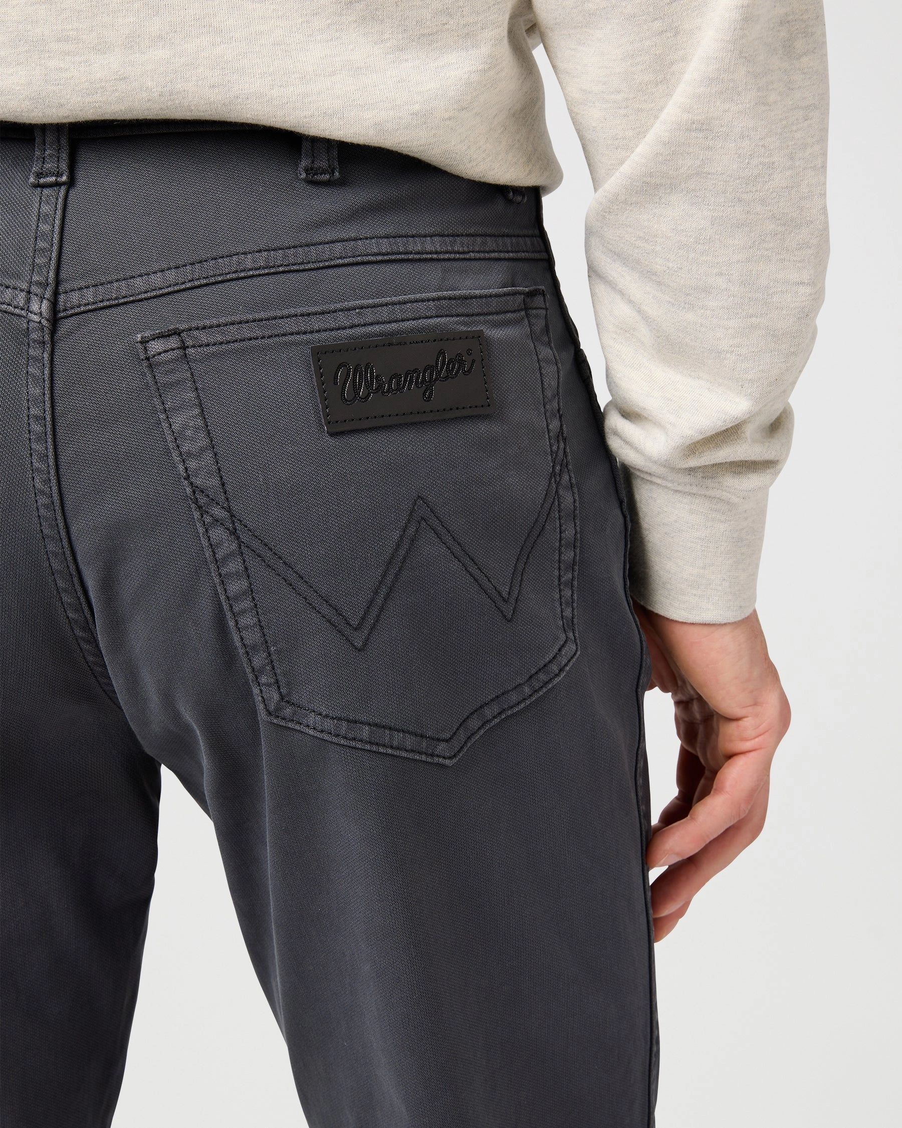 Wrangler Texas Stretch Authentic Straight Cotton Dobby Trousers - Faded Black