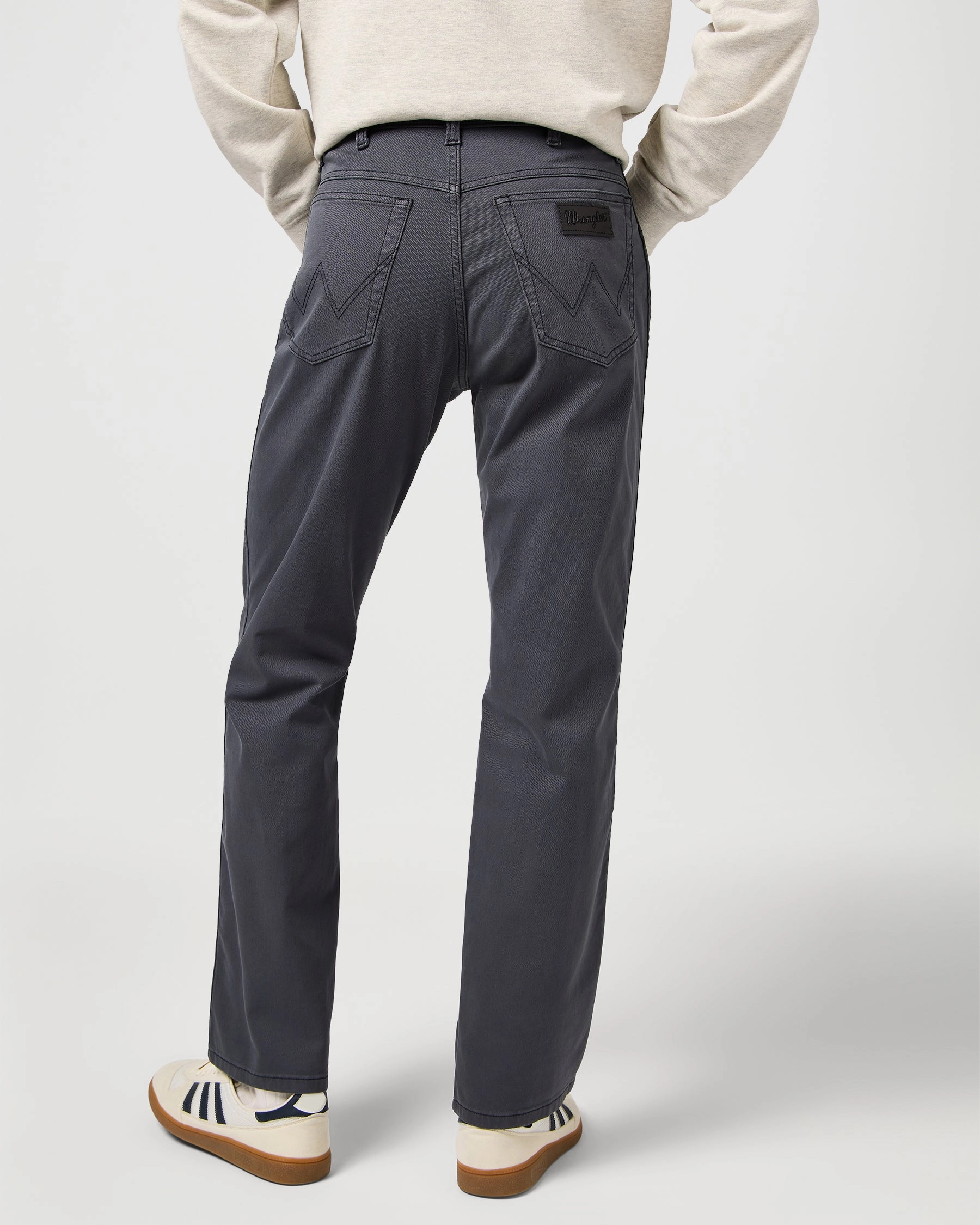 Wrangler Texas Stretch Authentic Straight Cotton Dobby Trousers - Faded Black