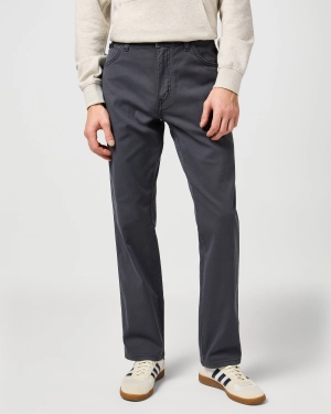 Wrangler Texas Stretch Authentic Straight Cotton Dobby Trousers - Faded Black