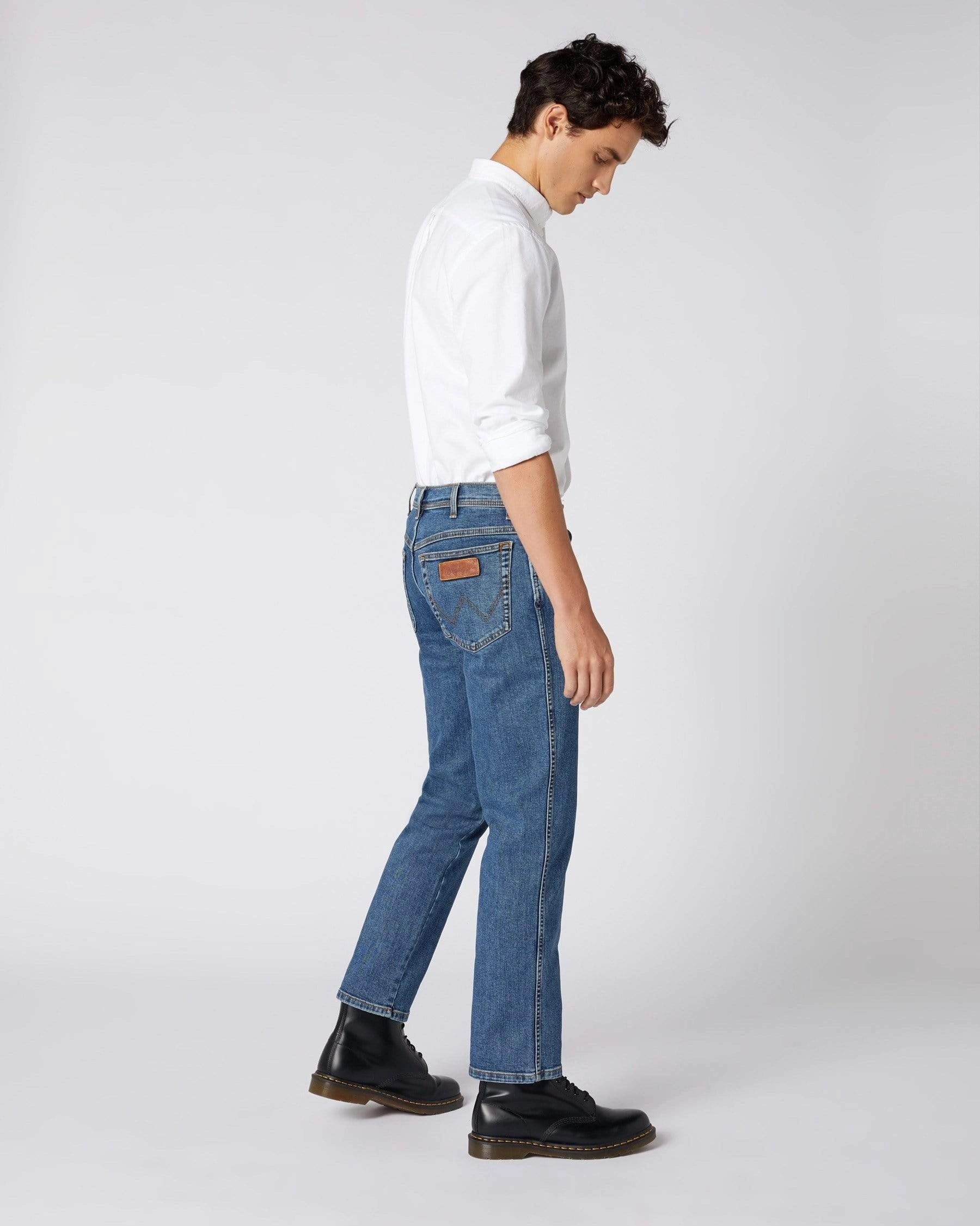 Wrangler Texas Stretch Authentic Straight Mens Jeans - Stonewash Blue