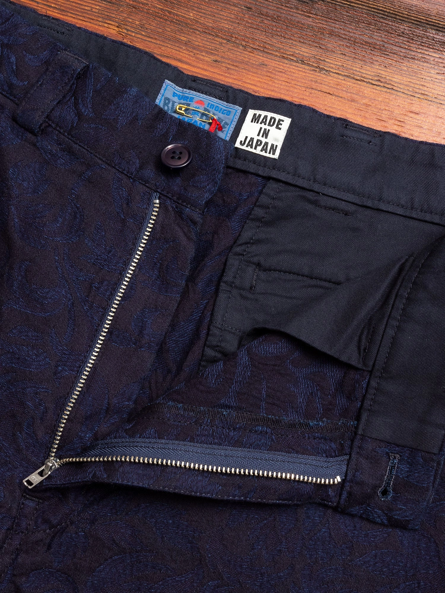 Yarn Dyed Plant Jacquard Trouser in Indigo