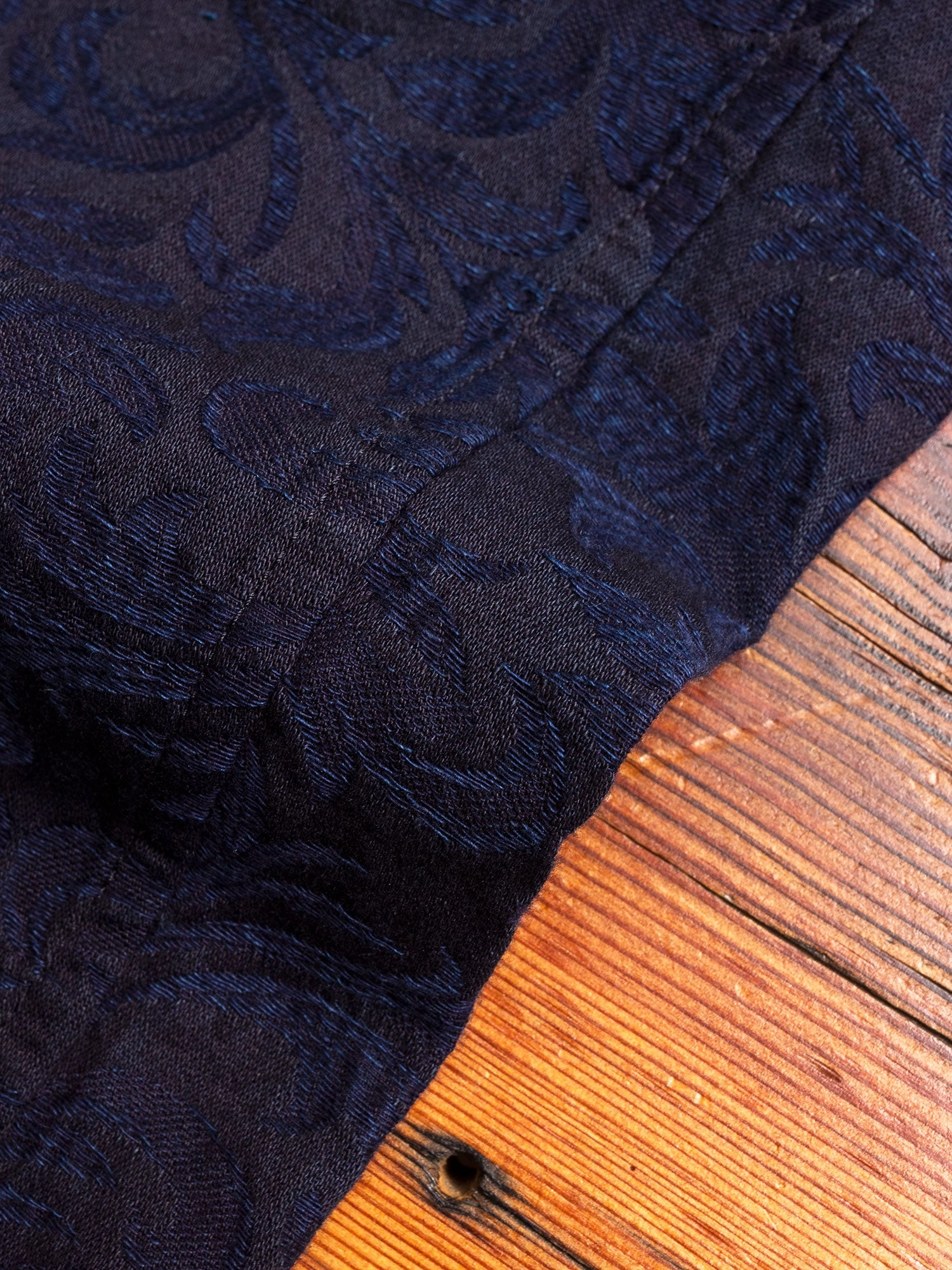 Yarn Dyed Plant Jacquard Trouser in Indigo