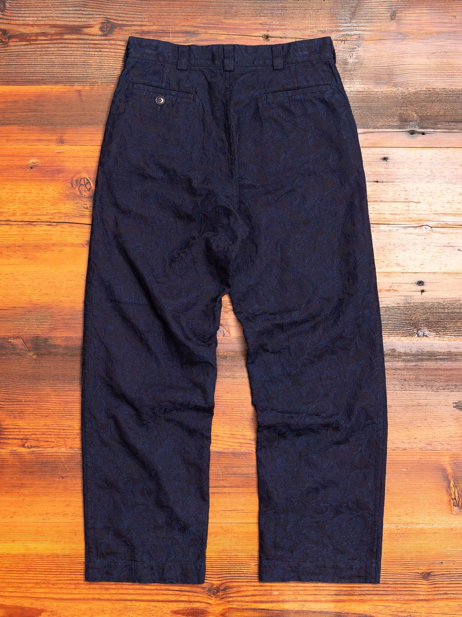 Yarn Dyed Plant Jacquard Trouser in Indigo
