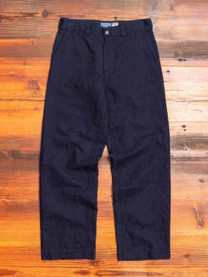 Yarn Dyed Plant Jacquard Trouser in Indigo