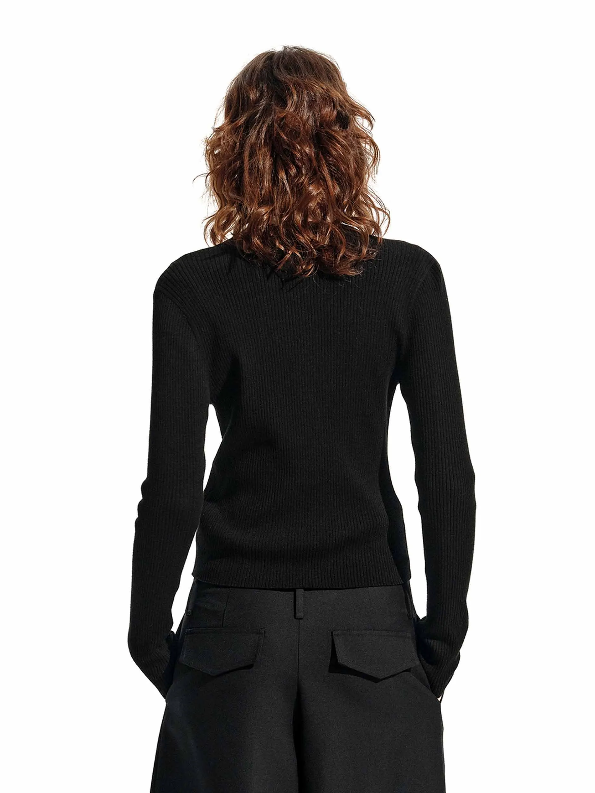 Zip Closure Ribbed Cardigan