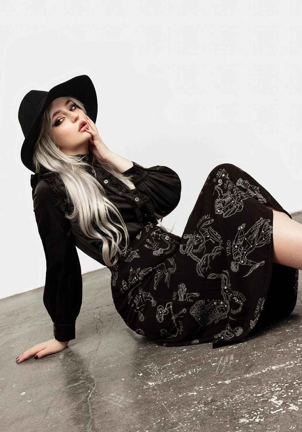 Zodiac Button Midi Skirt