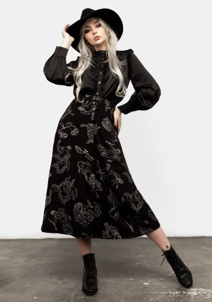 Zodiac Button Midi Skirt