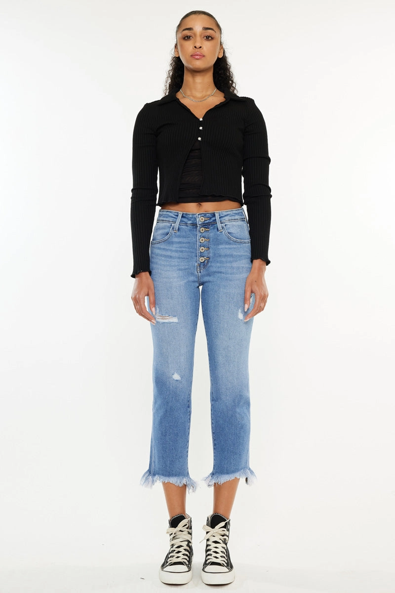 Zuzanna High Rise Crop Straight Leg Jeans
